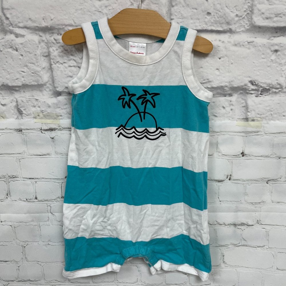 Hanna Andersson Blue Stripe Palm Tree Romper